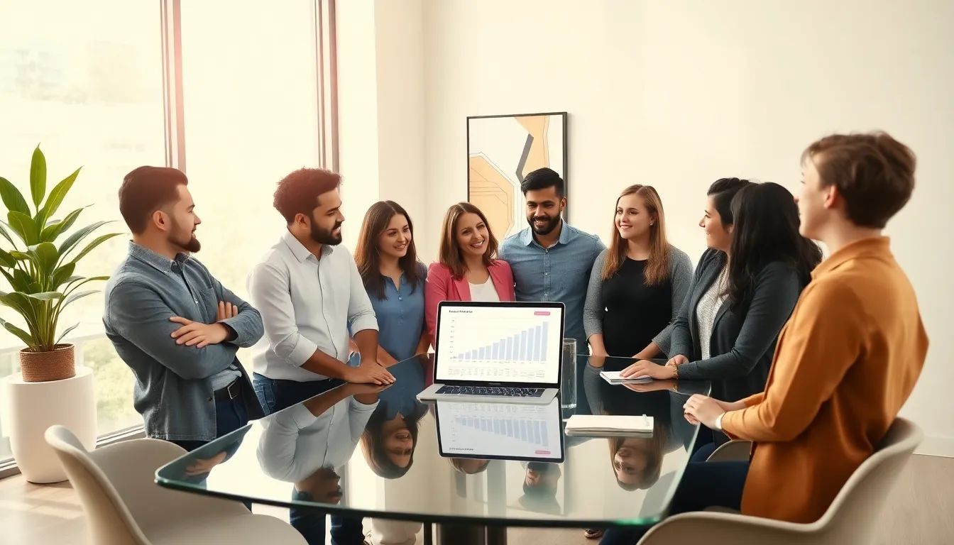diverse millennials discussing financial strategies in a modern office.